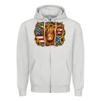 Dove Grey 4th of july shaggy cow Zipper Hoodie - Jasminsmagicworld