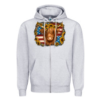 Heather Grey 4th of july shaggy cow Zipper Hoodie - Jasminsmagicworld