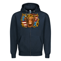 Navy 4th of july shaggy cow Zipper Hoodie - Jasminsmagicworld