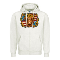 Oatmeal Heather 4th of july shaggy cow Zipper Hoodie - Jasminsmagicworld