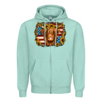 Seafoam 4th of july shaggy cow Zipper Hoodie - Jasminsmagicworld