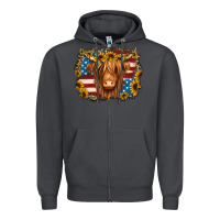 Smoke 4th of july shaggy cow Zipper Hoodie - Jasminsmagicworld