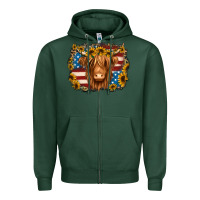 Sports Green 4th of july shaggy cow Zipper Hoodie - Jasminsmagicworld