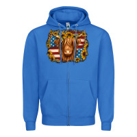 True Royal 4th of july shaggy cow Zipper Hoodie - Jasminsmagicworld