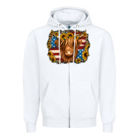 4th Of July Shaggy Cow Zipper Hoodie | Teevron