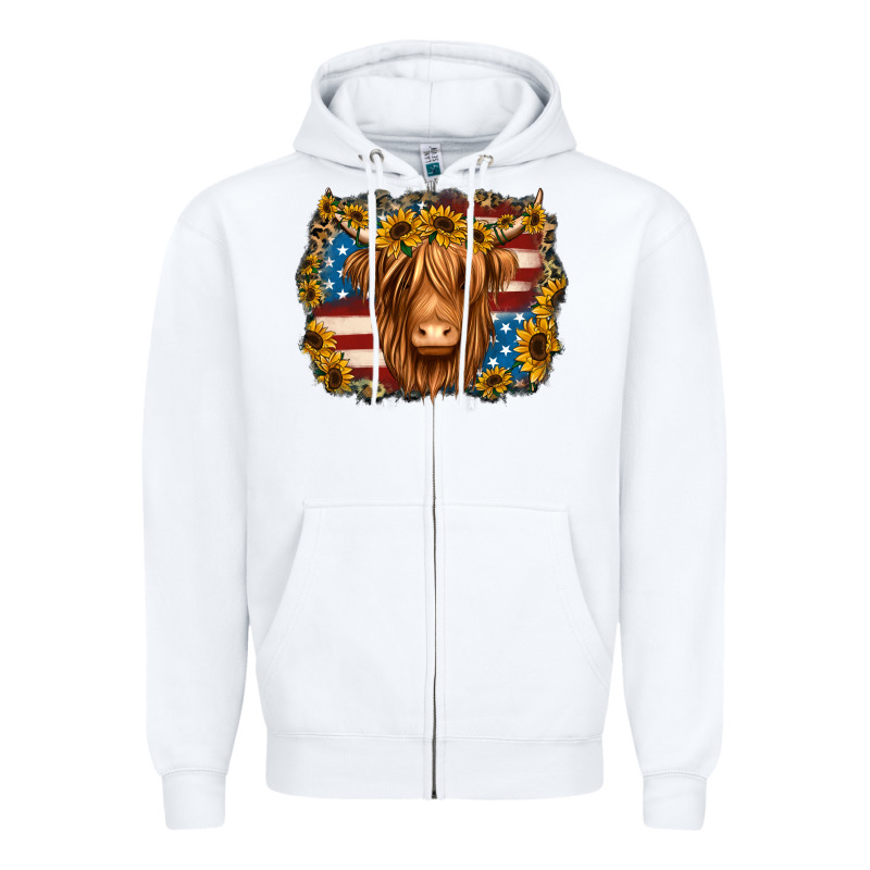 4th Of July Shaggy Cow Zipper Hoodie by Jasminsmagicworld | Teevron