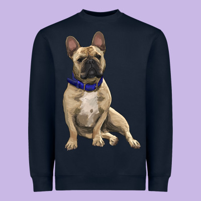 Heavyweight Sweatshirt French bulldog with royal blue