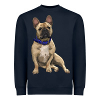 Navy French bulldog with royal blue Heavyweight Sweatshirt - RanaPortraitStore