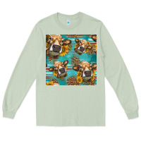 Matcha western sunflowers cow seamless pattern Long Sleeve Tee - HRA Design Shop