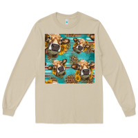 Mushroom western sunflowers cow seamless pattern Long Sleeve Tee - HRA Design Shop