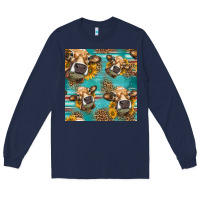 Western Sunflowers Cow Seamless Pattern Long Sleeve Tee | Teevron