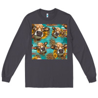 Smoke western sunflowers cow seamless pattern Long Sleeve Tee - HRA Design Shop
