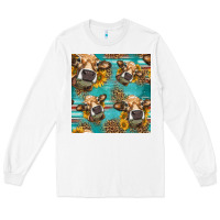 White western sunflowers cow seamless pattern Long Sleeve Tee - HRA Design Shop