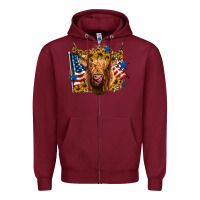 Burgundy 4th of july shaggy cow leopard background Zipper Hoodie - Jasminsmagicworld