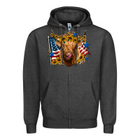 Charcoal Heather 4th of july shaggy cow leopard background Zipper Hoodie - Jasminsmagicworld