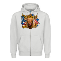 Dove Grey 4th of july shaggy cow leopard background Zipper Hoodie - Jasminsmagicworld