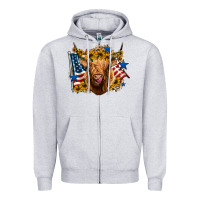 Heather Grey 4th of july shaggy cow leopard background Zipper Hoodie - Jasminsmagicworld