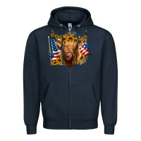 Navy 4th of july shaggy cow leopard background Zipper Hoodie - Jasminsmagicworld