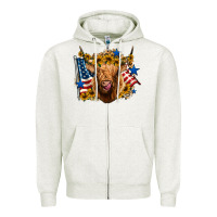 Oatmeal Heather 4th of july shaggy cow leopard background Zipper Hoodie - Jasminsmagicworld