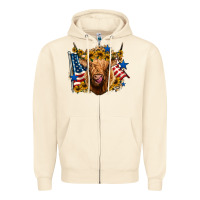 Sandshell 4th of july shaggy cow leopard background Zipper Hoodie - Jasminsmagicworld