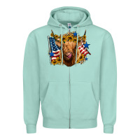 Seafoam 4th of july shaggy cow leopard background Zipper Hoodie - Jasminsmagicworld