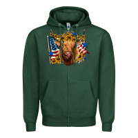 Sports Green 4th of july shaggy cow leopard background Zipper Hoodie - Jasminsmagicworld