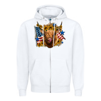 White 4th of july shaggy cow leopard background Zipper Hoodie - Jasminsmagicworld