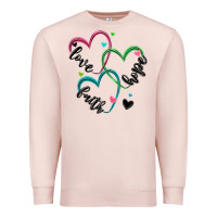 Pale Pink faith hope love Premium Sweatshirt - MaliasSmallBusiness