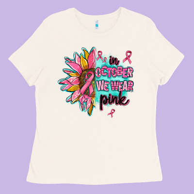Sunflower In October We Wear Pink Ladies Tee Designed By Adodesignshop