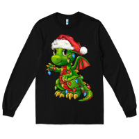 Black Christmas Cute Dragon Long Sleeve Tee - FaDigitalArtStudio