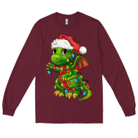 Burgundy Christmas Cute Dragon Long Sleeve Tee - FaDigitalArtStudio