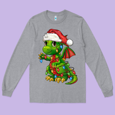 Christmas Cute Dragon Long Sleeve Tee Designed By Fadigitalartstudio