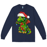 Navy Christmas Cute Dragon Long Sleeve Tee - FaDigitalArtStudio
