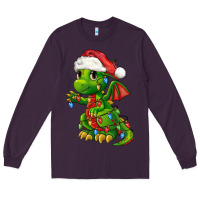 Plum Christmas Cute Dragon Long Sleeve Tee - FaDigitalArtStudio