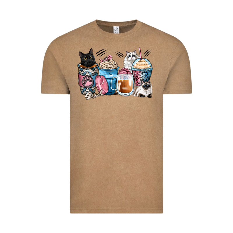 Cat Coffee Cups Vintage Tee by Zillion Design Studio | Teevron