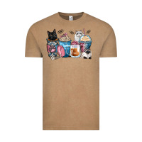 Vintage Coffee cat coffee cups Vintage Tee - Zillion Design Studio