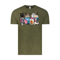 Vintage Olive cat coffee cups Vintage Tee - Zillion Design Studio
