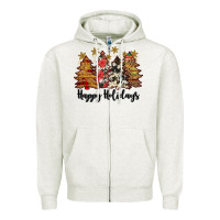 Oatmeal Heather happy holidays Zipper Hoodie - JahusDesignShop