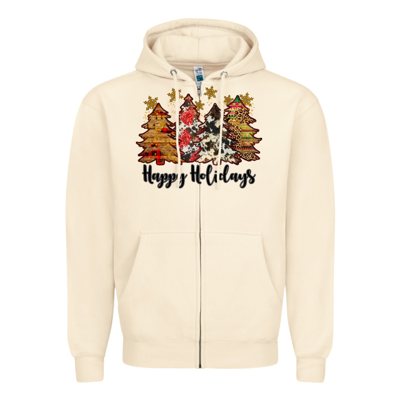 Happy Holidays Zipper Hoodie by JahusDesignShop | Teevron
