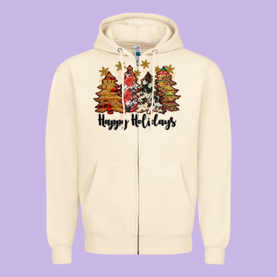 Happy Holidays Zipper Hoodie Designed By Jahusdesignshop
