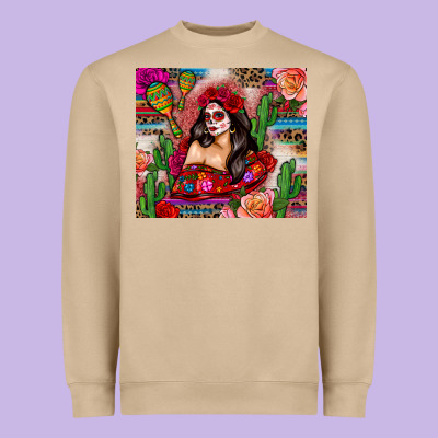 Mexico Girl Serape Heavyweight Sweatshirt Designed By Zillion Design Studio
