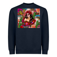 Navy mexico girl serape Heavyweight Sweatshirt - Zillion Design Studio