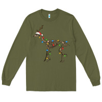 Army Green christmas deer skeleton Long Sleeve Tee - FaDigitalArtStudio
