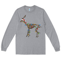 Heather Grey christmas deer skeleton Long Sleeve Tee - FaDigitalArtStudio