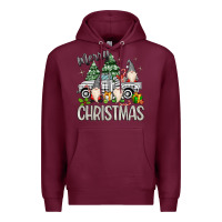 Burgundy merry christmas gnomes truck Premium Hoodie - MaliasSmallBusiness