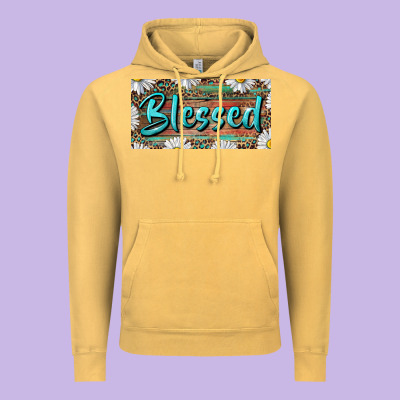 Vintage Hoodie Blessed With Daisy And Leopard