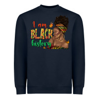 Navy i am black history afro black woman juneteenth Heavyweight Sweatshirt - texasbilliewilder