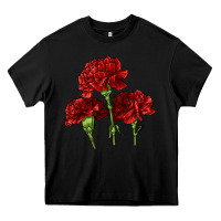 Black Scarlet Red Carnation Illustrations Heavy Core Tee - LillyAllenDesigns