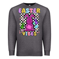 Charcoal Heather easter vibes peep faux sequin Premium Sweatshirt - MaliasSmallBusiness