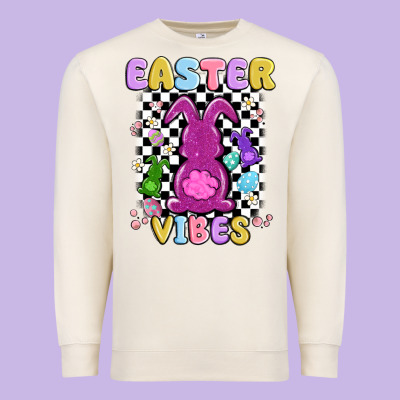 Easter Vibes Peep Faux Sequin Premium Sweatshirt Designed By Maliassmallbusiness